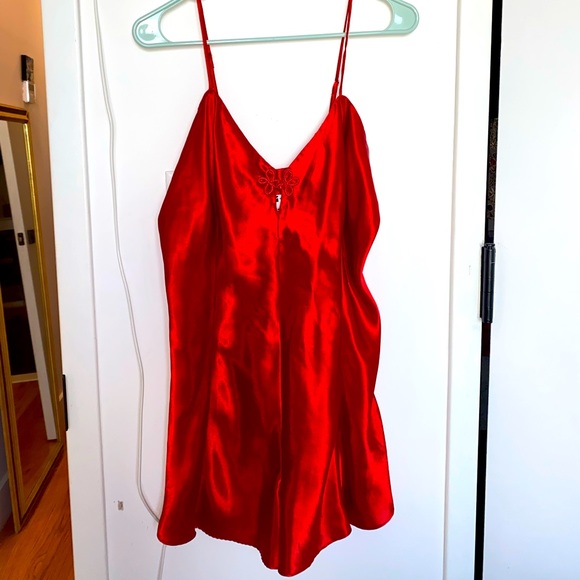 Morgan Taylor Dresses & Skirts - Morgan Taylor Vintage Satin Red Romper